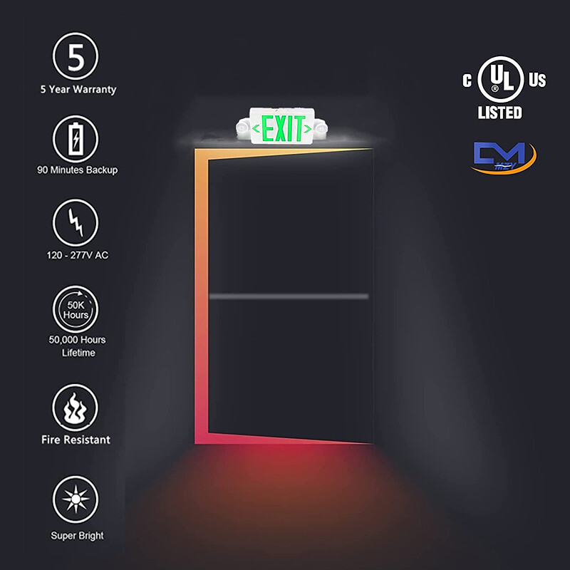 6PACK LED Exit Sign Emergency Light–Hi Output Compact Combo w/Battery Backup