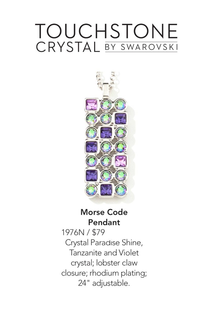 Touchstone Crystal Swarovski Morse Code Pendant NWT $79 Retail