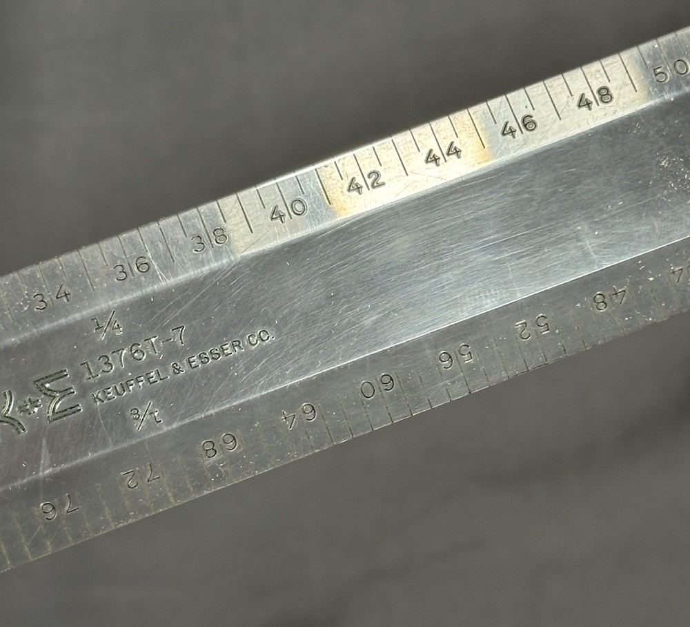 K & E Keuffel & Esser 1376T-7 Drafting Machine Scale Ruler In Box Used