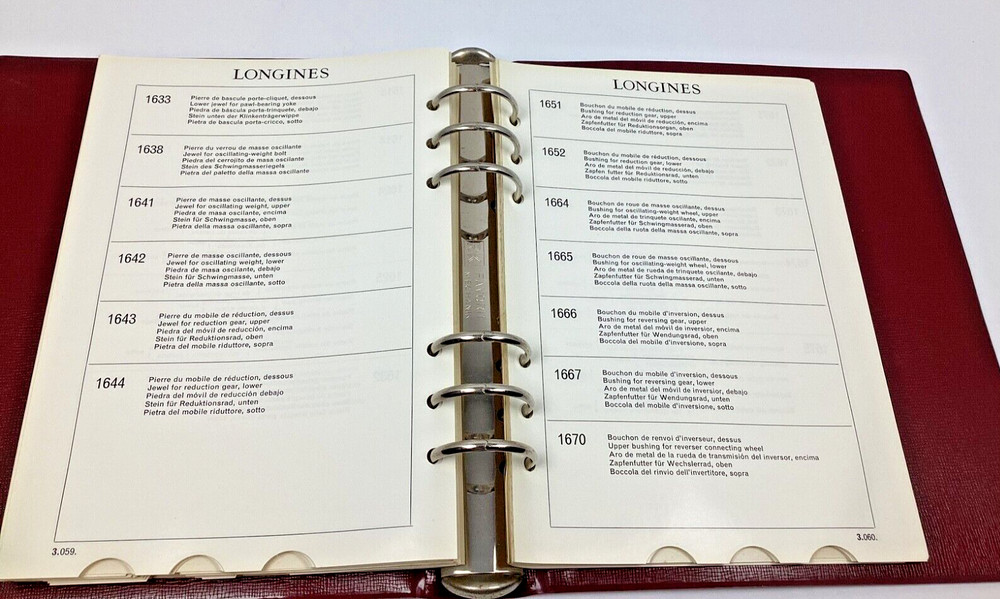 Longines #10 Technical Caliber Dictionary Parts Watch Technical Document