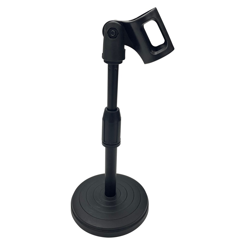 Adjustable Desktop Microphone Lifting Stand Mini Round Base with Mic Clip