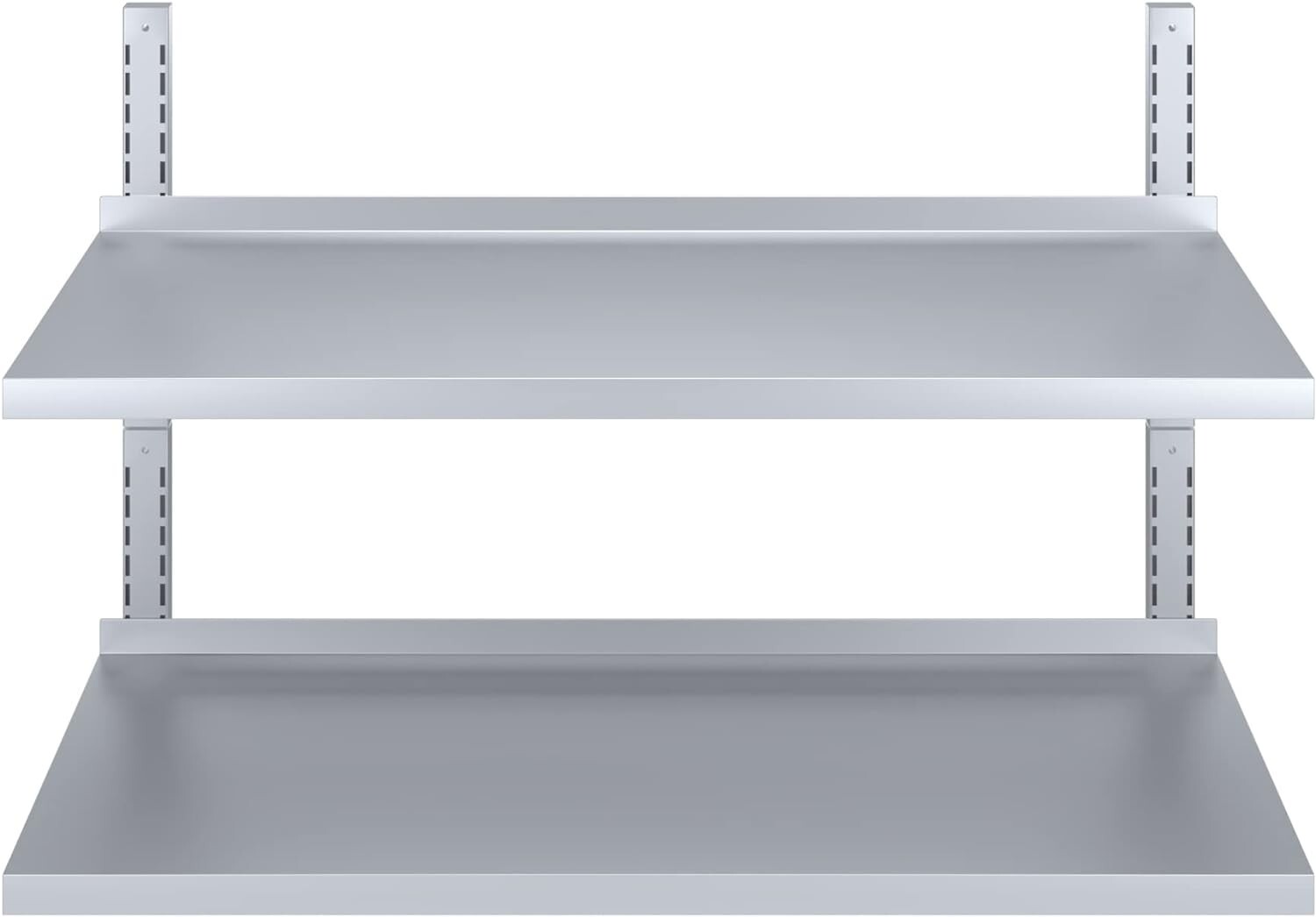 16" x 60" Two-Tier Metal Wall Mount Shelf | Stainless Steel Commercial Shelving