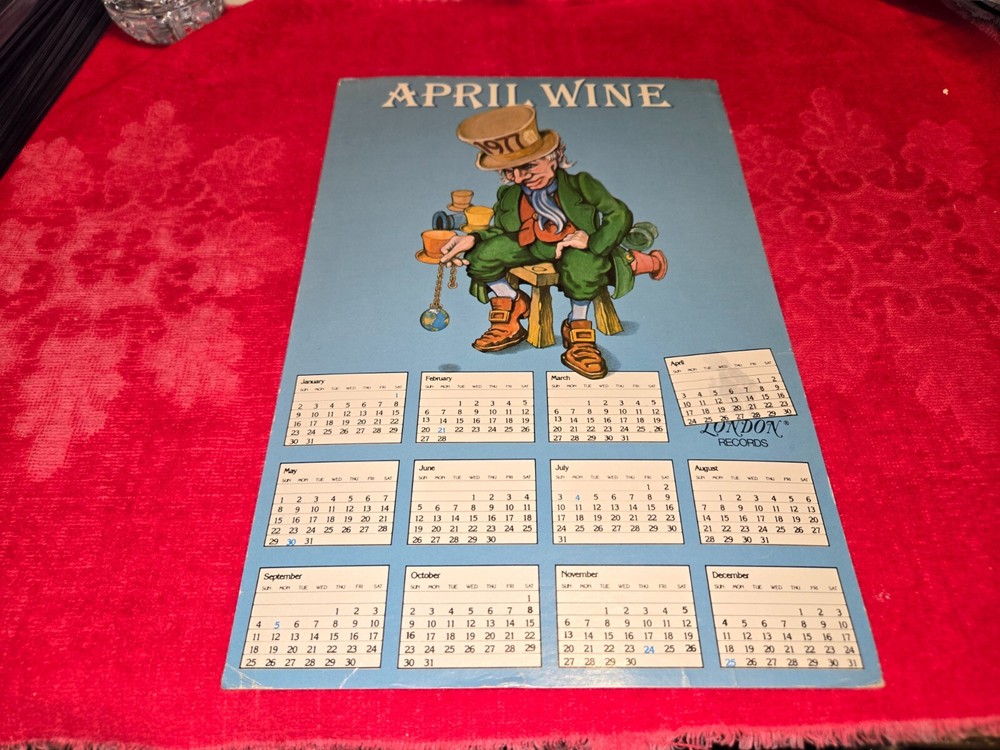 VINTAGE ADVERTISING FLYER CALENDAR 1977  APRIL WINE ROCK AND ROLL