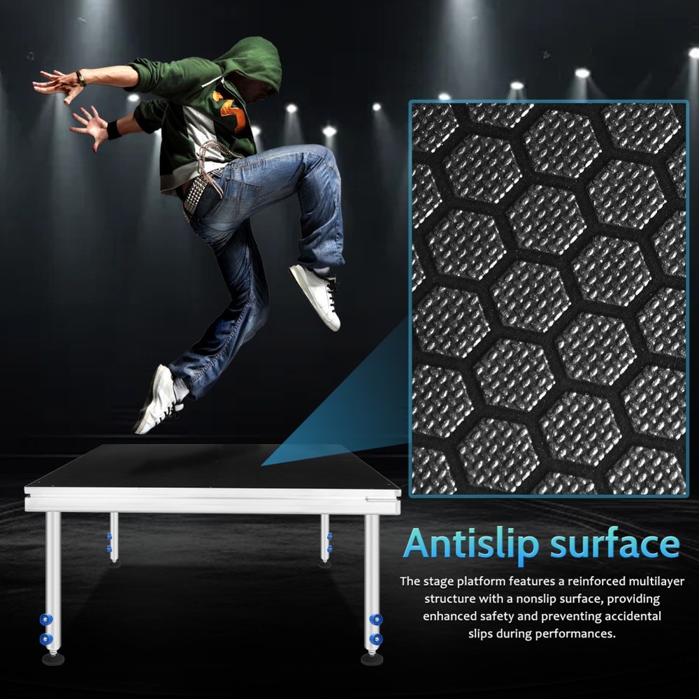 4x4FT Aluminum Stage Platform Adjustable Height Folding Modular Riser 24-40 inch