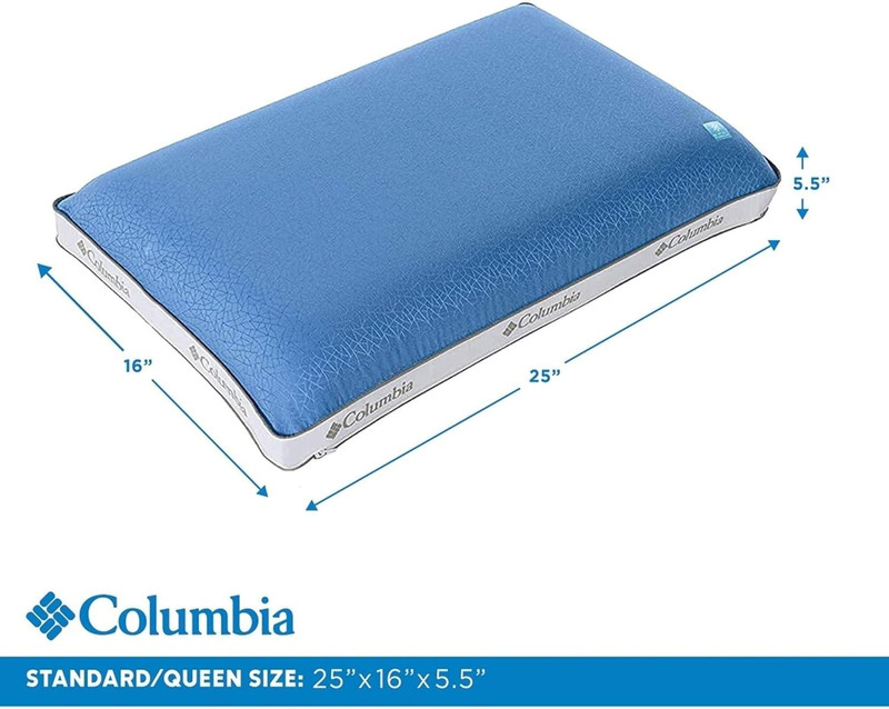 Columbia Cooling Gel Memory Foam Pillow Queen Omni-Freeze Washable Cover NEW
