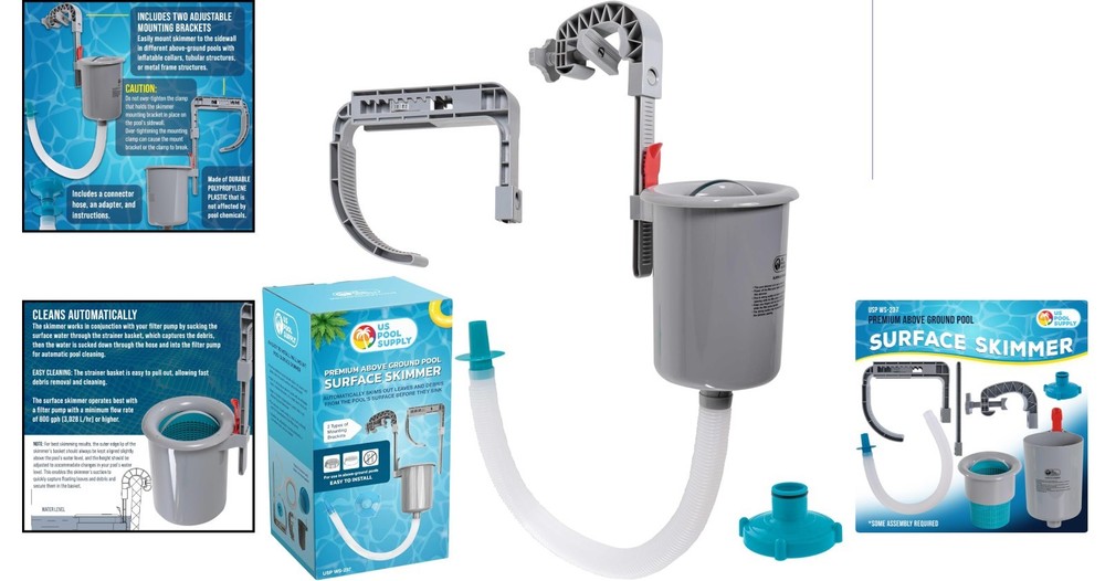 Automatic Pool Surface Skimmer - Efficient Debris Removal for Above Ground Pools