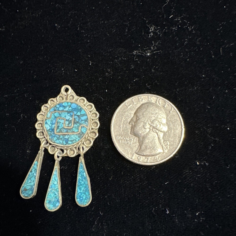 Sterling And Crashed Turquoise Pendant