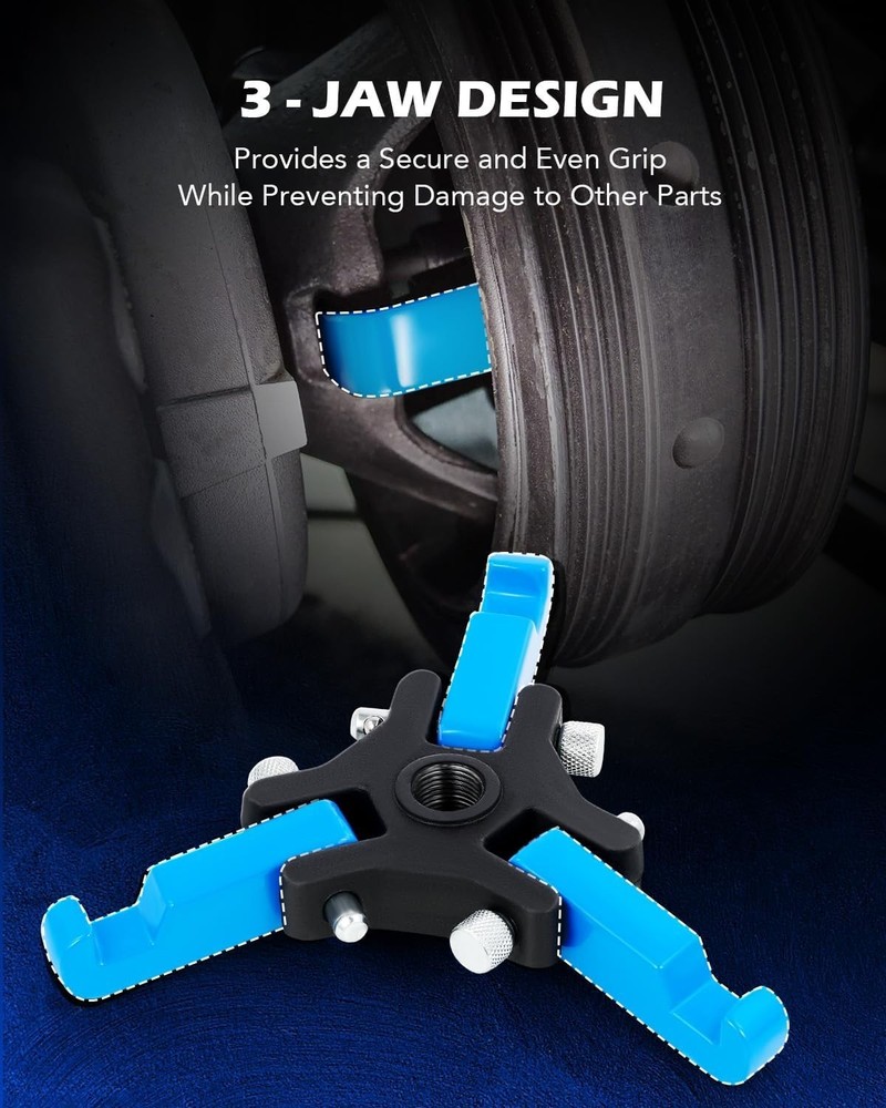 Adjustable 3-Jaw Puller Set for Removing Harmonic Dampers & Balancers, Blue