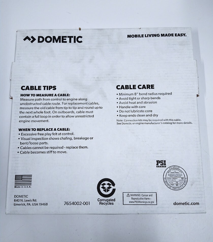 Dometic CC17924, 600A Control Cable Assy 24ft