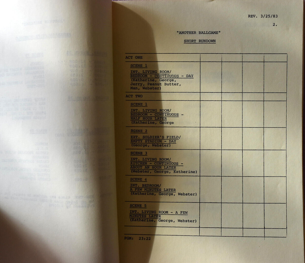 1983 " Another Ballgame " Original Sixth Revised Draft Screenplay Script