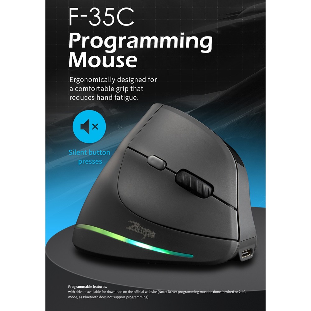 ZELOTES Wireless Mice Ergonomic Optical Indicator Lightweight Gaming Mice For