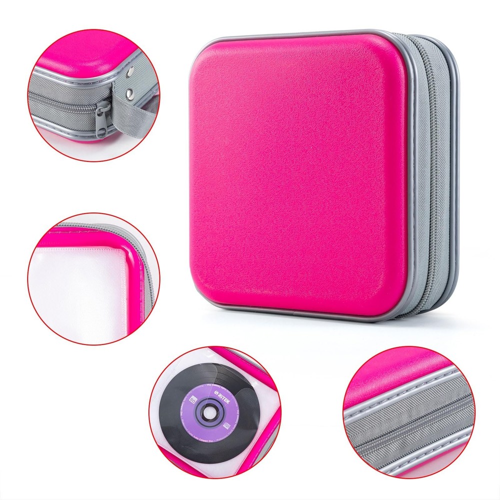 DVD Case, 48 Capacity CD Case Portable CD Holder Storage Hard Plastic DVD CD ...