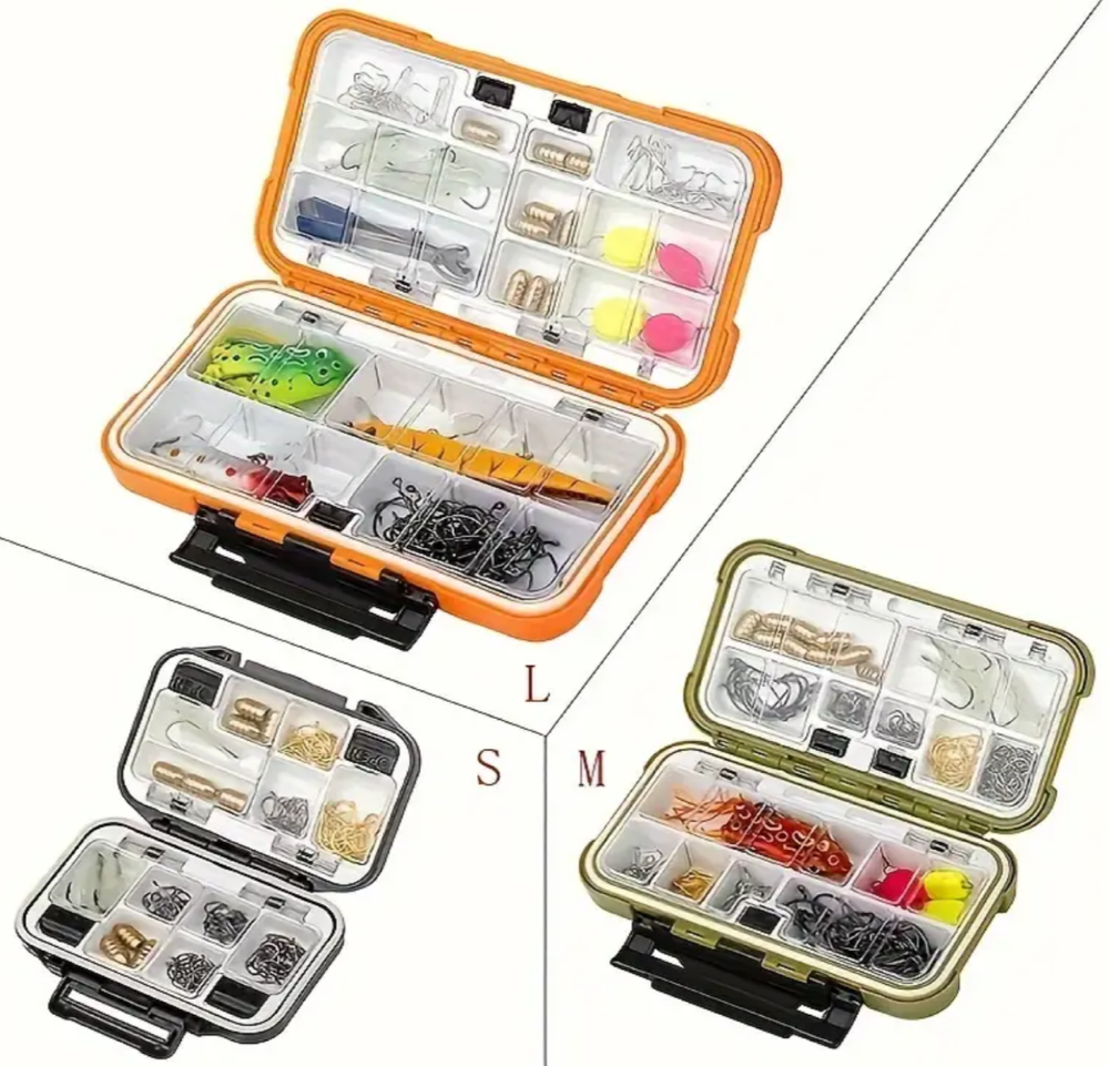 Fishing Tackle Box Lure Waterproof Compartments 2 Layer Storage Hard Case Hook