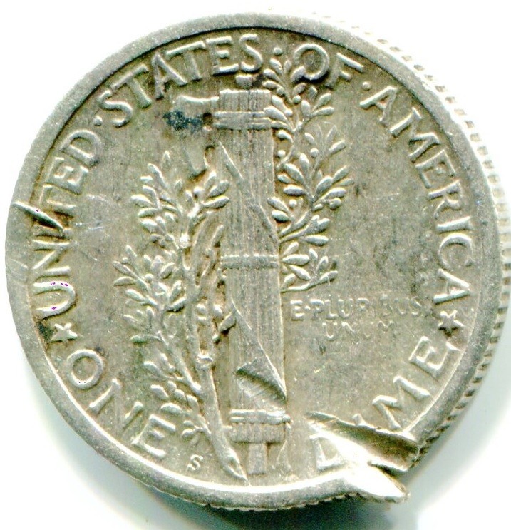 1923-S SILVER MERCURY DIME !! Better Date !! Damaged