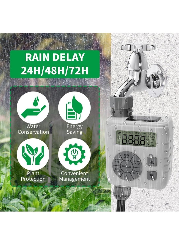 Sprinkler Timer, Programmable Irrigation Water Timer for Garden Hose, Solar/Batt