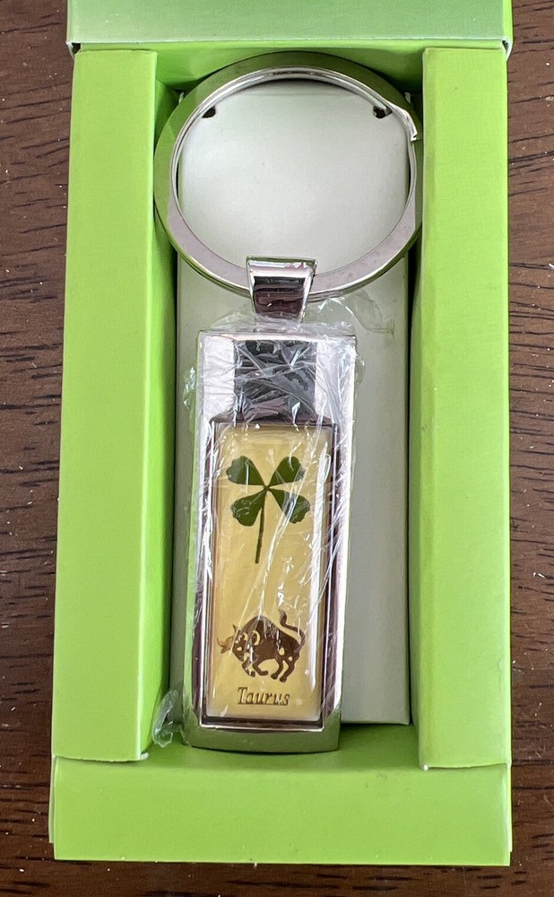 Zodiac Real Four Leaf Clover Keychain - Taurus