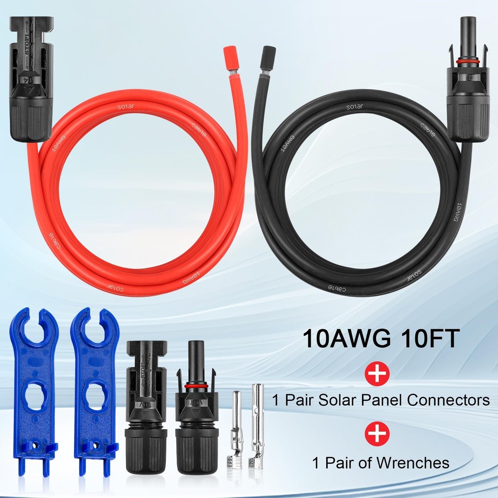 10AWG Solar Extension Panel Cable - 10FT Wire with