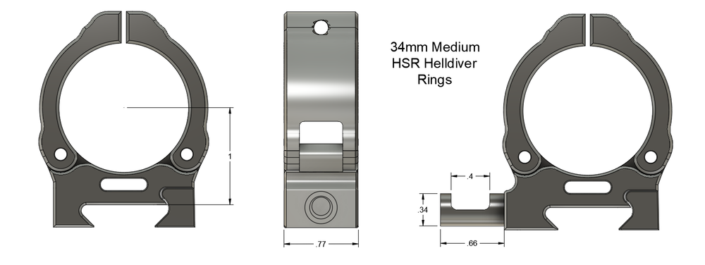 34mm Medium Scope Rings with Inetgrated Level!
