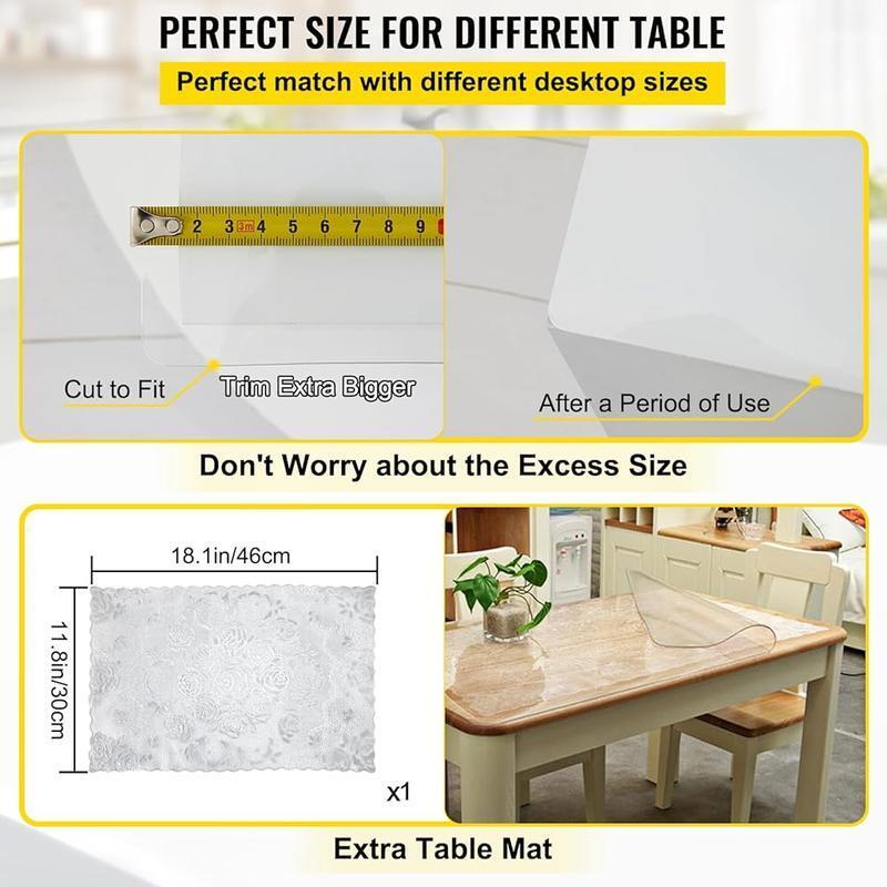 Plastic Table Cover Clear 36x60 Inch PVC Table Protector Waterproof Easy Clean