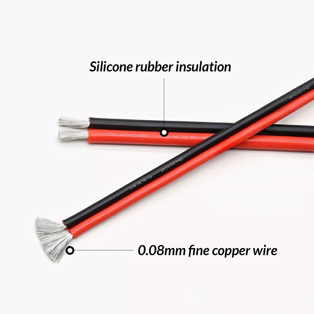Flexible Silicone Cable Wire Stranded 8AWG~28AWG Black/Red Double Parallel Wire