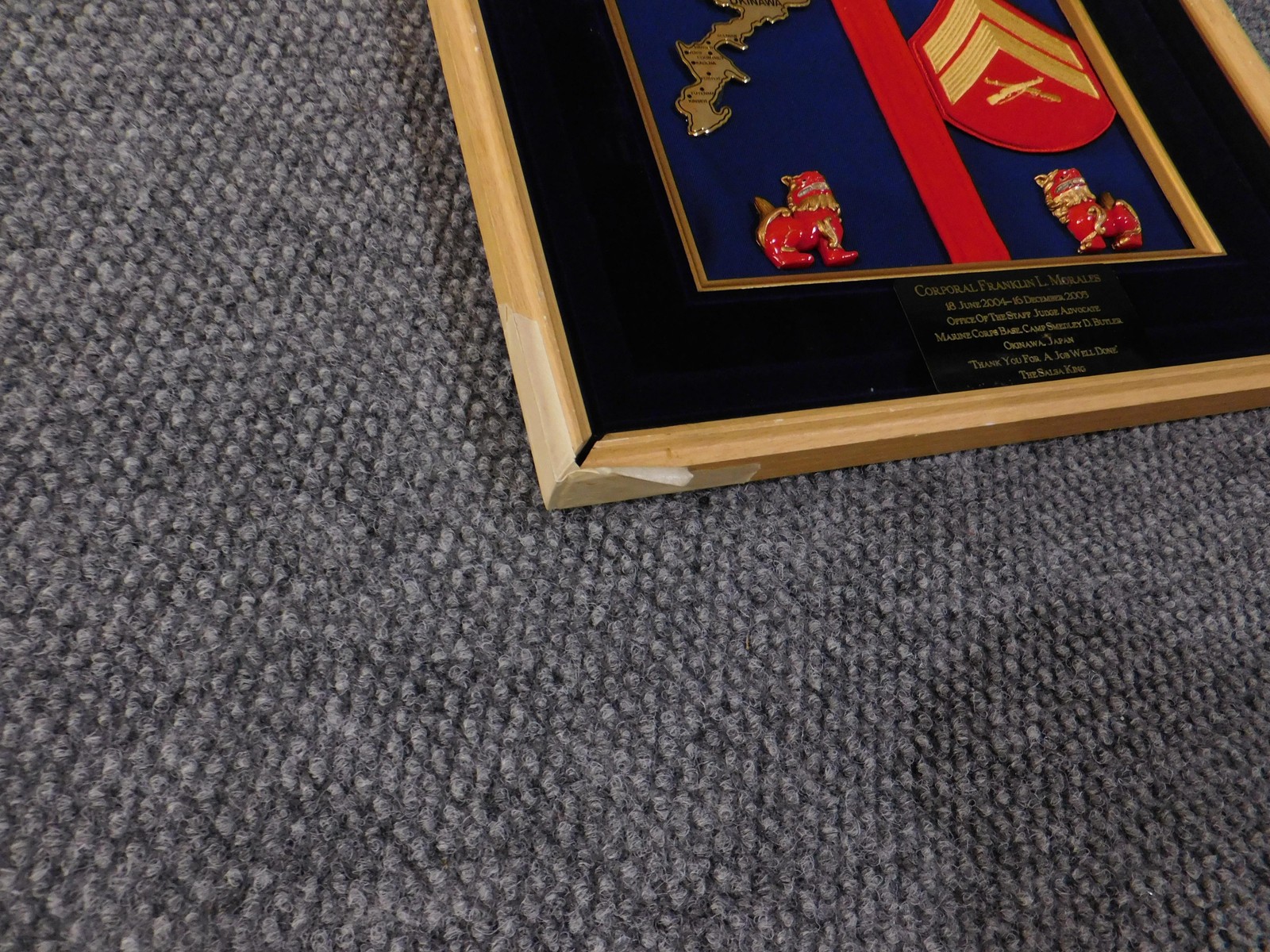 Vintage 2005 USMC Marine Corps Okinawa Japan Shadow Box Plaque Framed Award