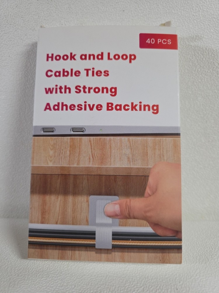 Hook And Loop Cable Tires With Strong Adhesive Backing. 40 Pieces New