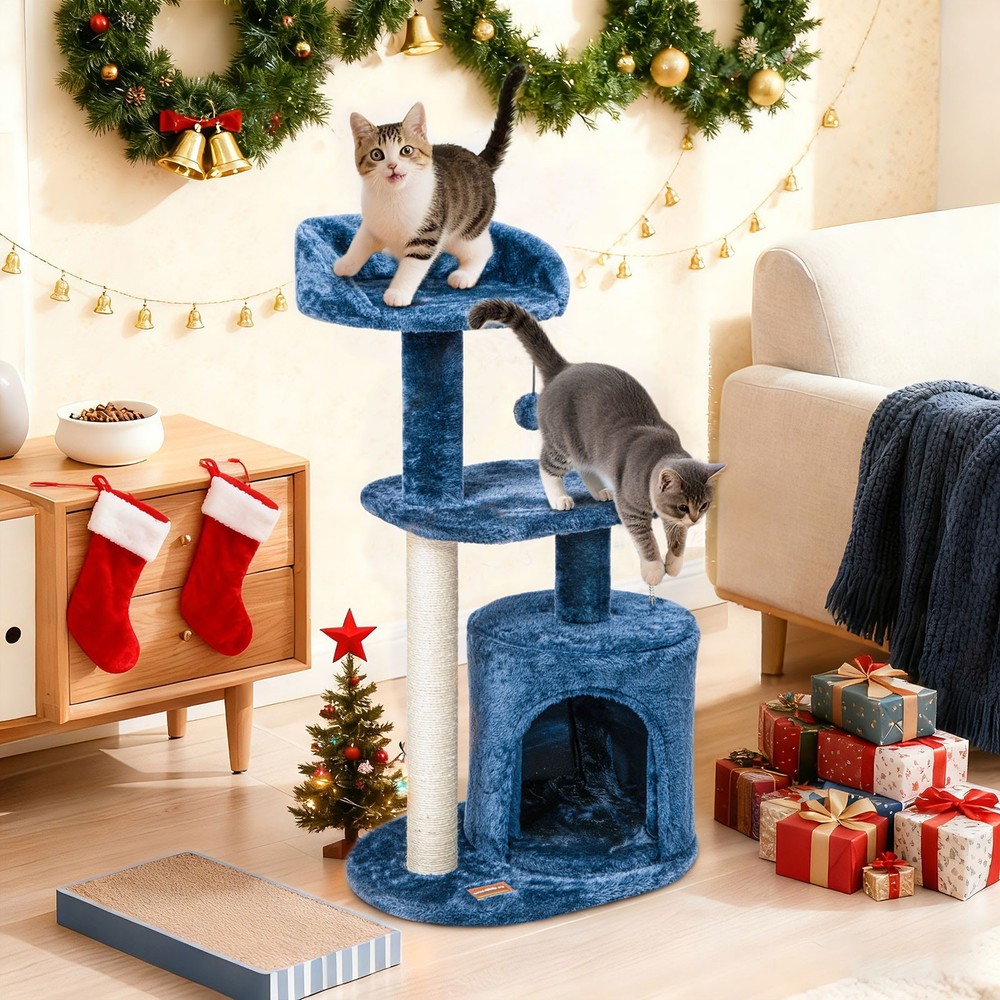 Small Cat Tree Tower for Kittens Multi-Level Condo Scratching Post ClevaHome