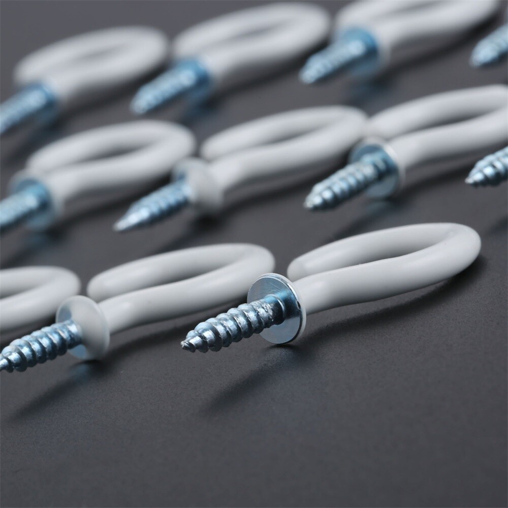 60Pcs 1.54" Strong Sharp White Vinyl Coated Ceiling Hooks Space-saving Hardware