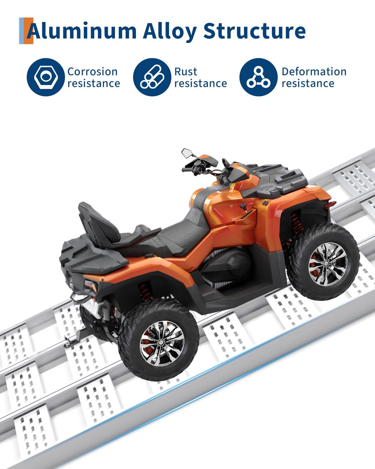 76x50" Tri-Fold Aluminum Truck Loading Ramp 1500 Lbs Heavy Duty ATV Ramp Pickup