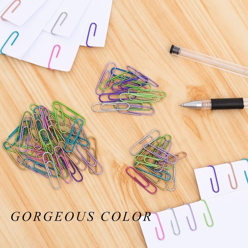 240 Assorted Color Medium Paper Clips in Elegant Storage Box - Multi-functional