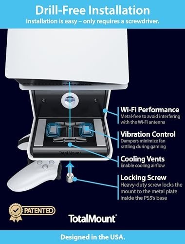 Wall Mount for PS5 - Holds 2 Controllers - Compatible with All Models, Slim & Pr