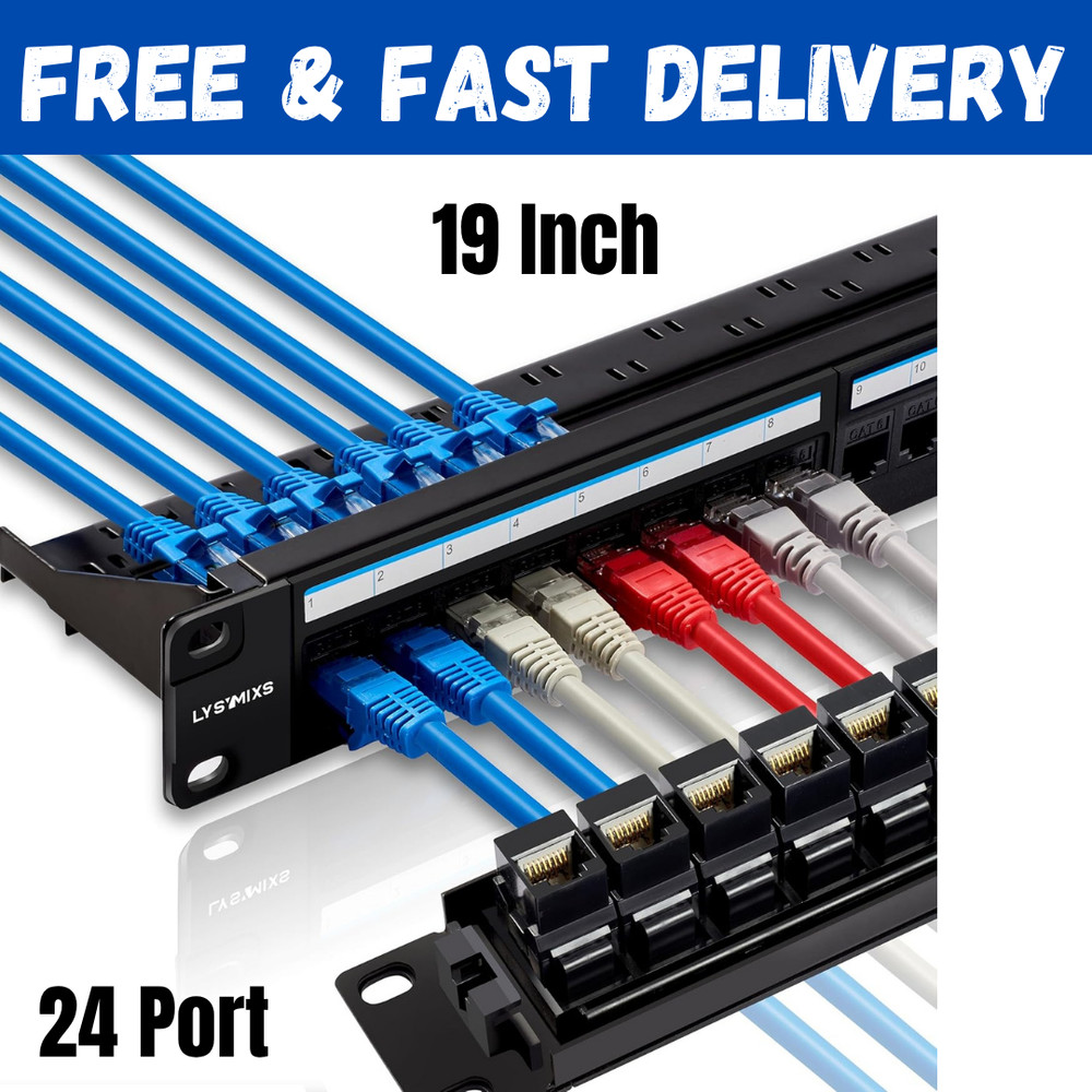 24 Port Rj45 Patch Panel Cat6 Feed Through Coupler Network Patch Panel 19 Inch