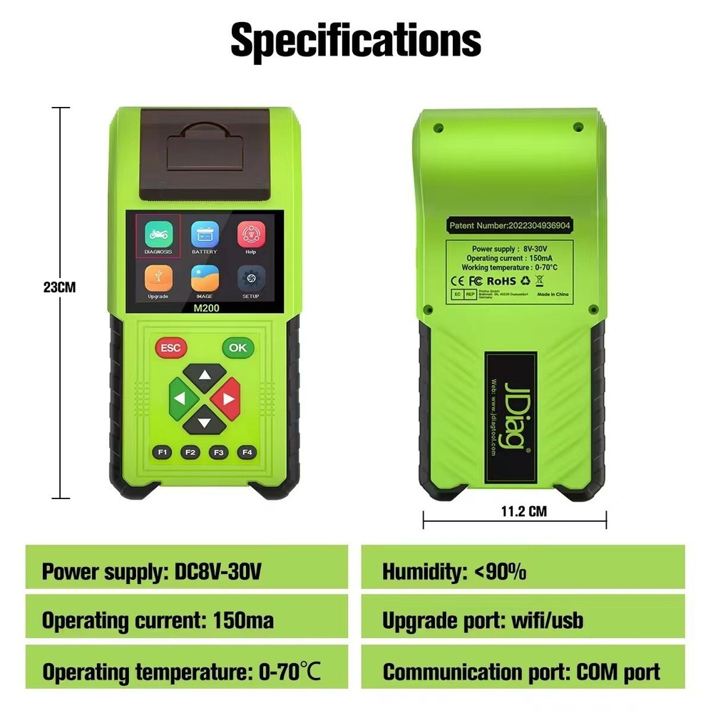 8V–30V TopDiag M200 OBD2 Motorcycle Engine Fault Code Scanner Diagnostic Tool US