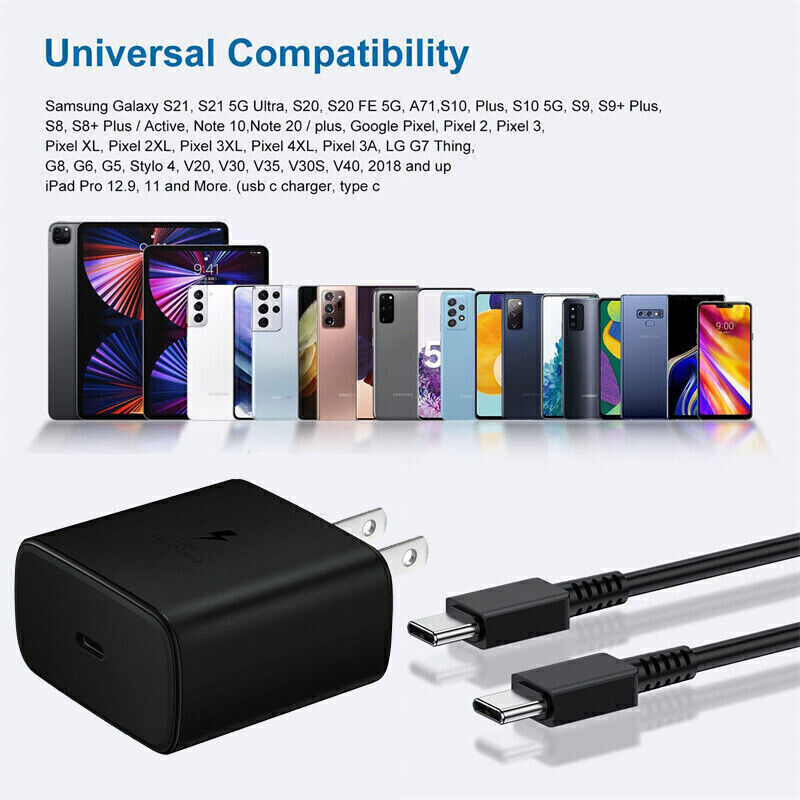 Universal 45W Fast Charging Type C Wall Charger Cable For Samsung Galaxy US