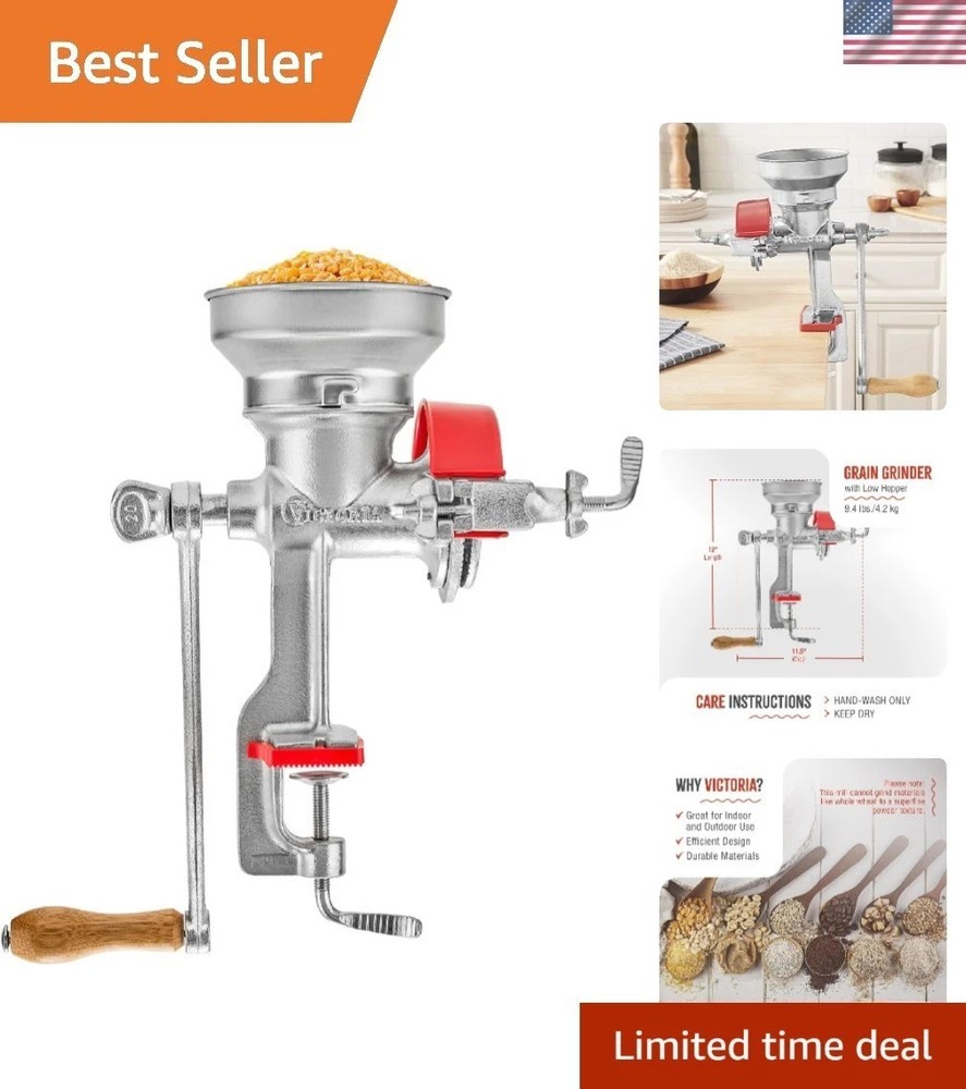 Versatile  Cast Iron Grain Grinder with Adjustable Features for Home Use
