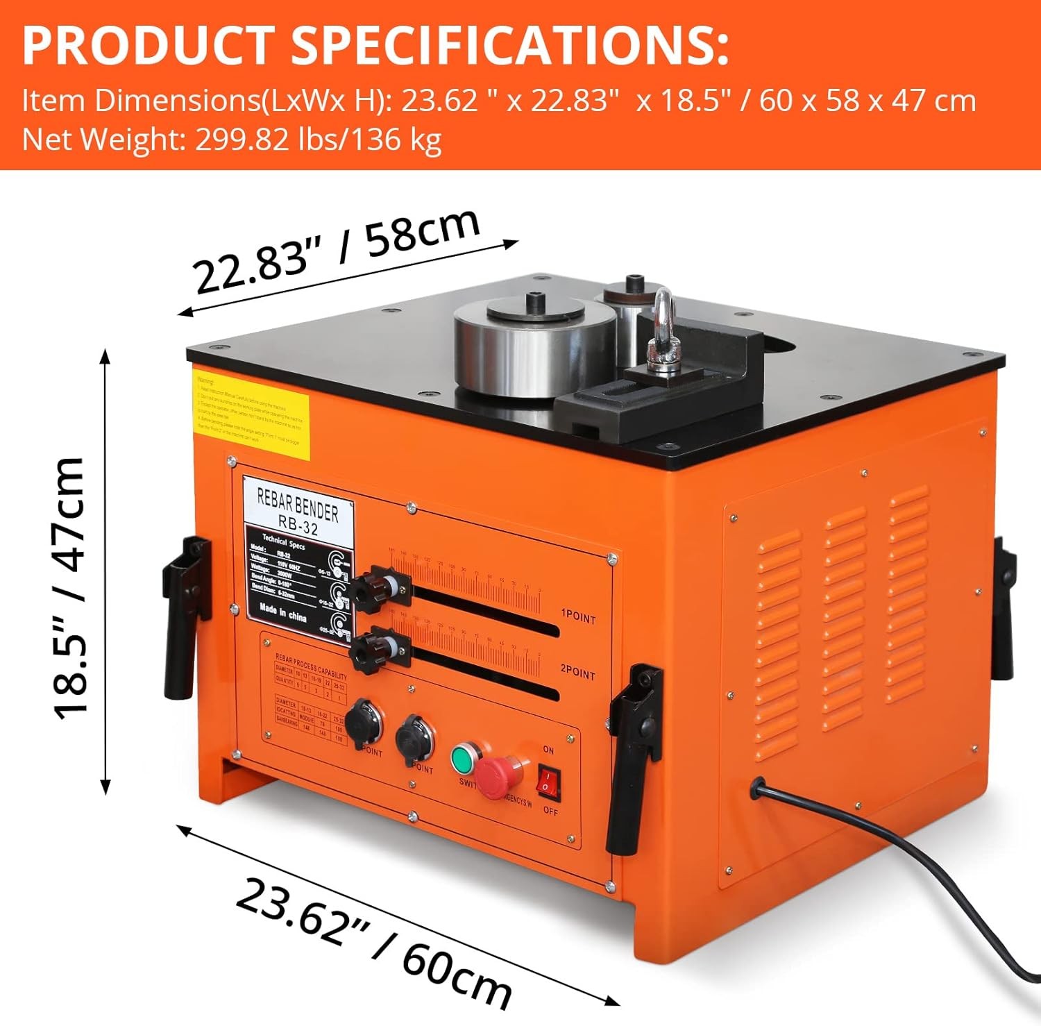 1-1/4" 32mm Construction #10 Rebar Bending Bender Machine W/ 2 Foot Pedals