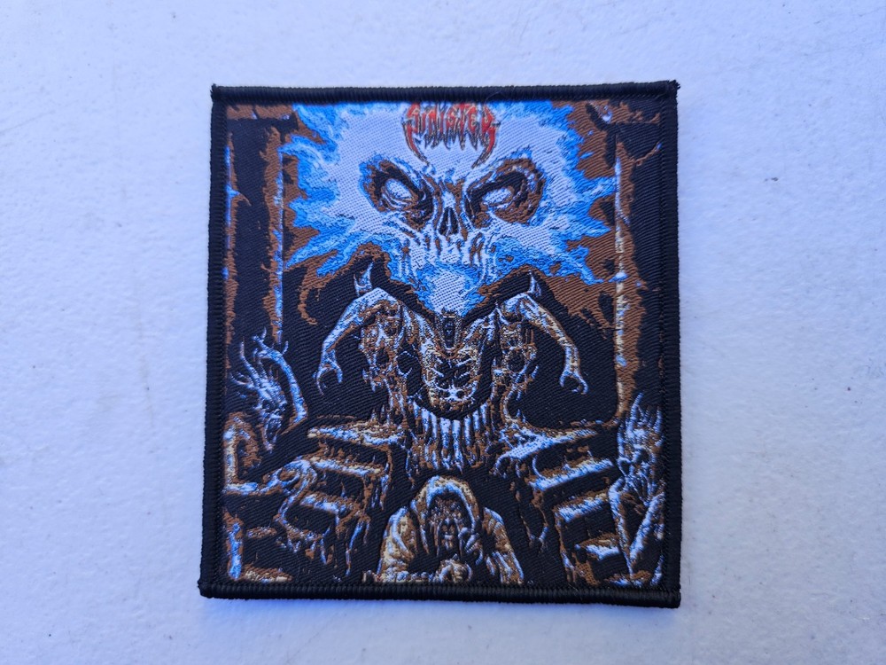 SINISTER, SEW ON BLACK BORDER WOVEN PATCH