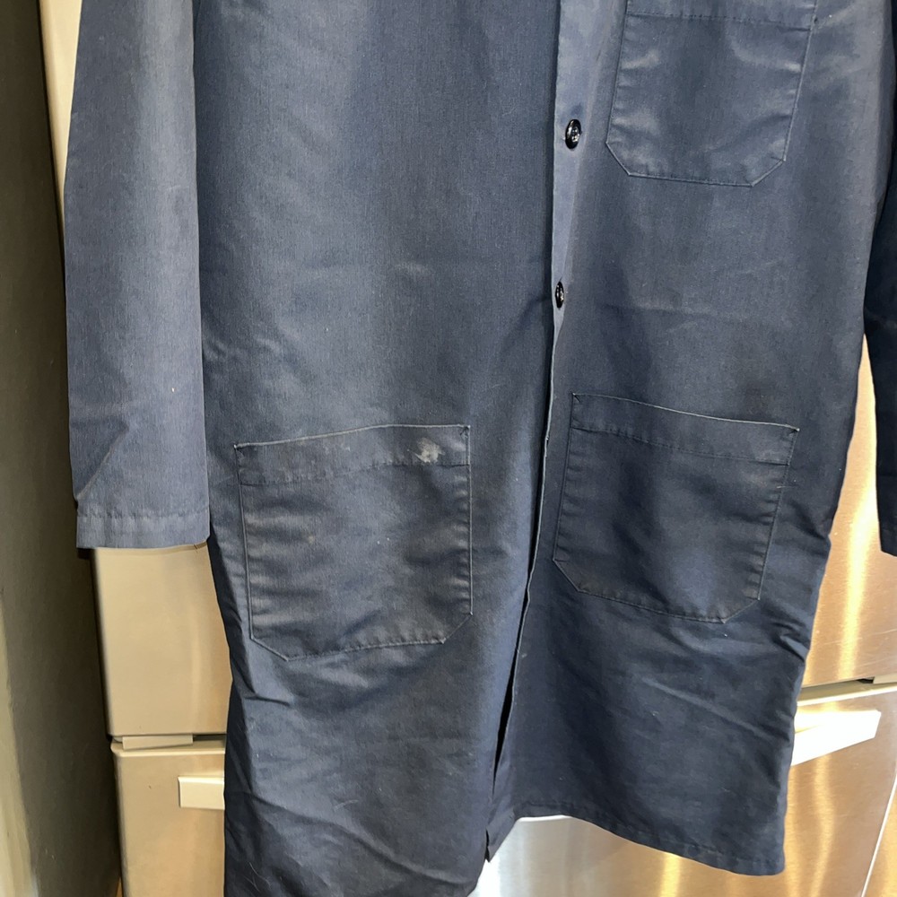 Red Kap BLUE LAB COAT Men Size 46 Regular Button Front Collared Long Sleeve USA