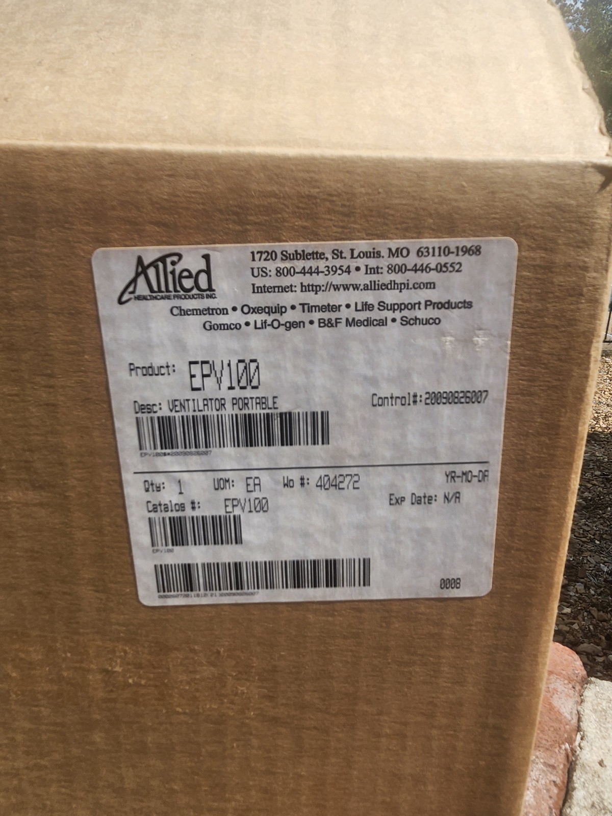 Allied Healthcare Ventilator EPV100 in open box with Power Supply Never Used