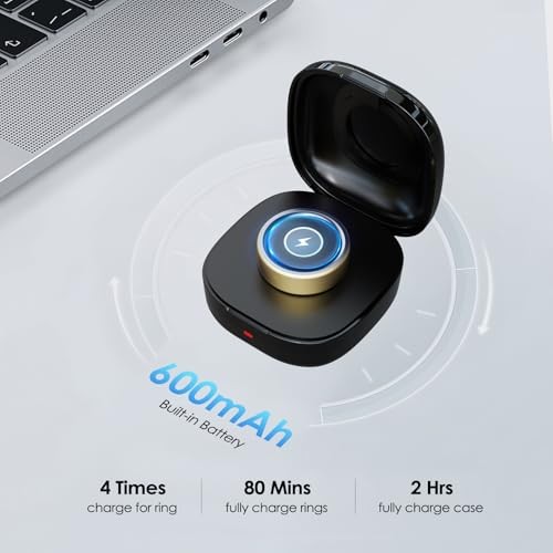 600mAh Wireless Charging Case Compatible with Oura Ring Gen4 Size 14 Black