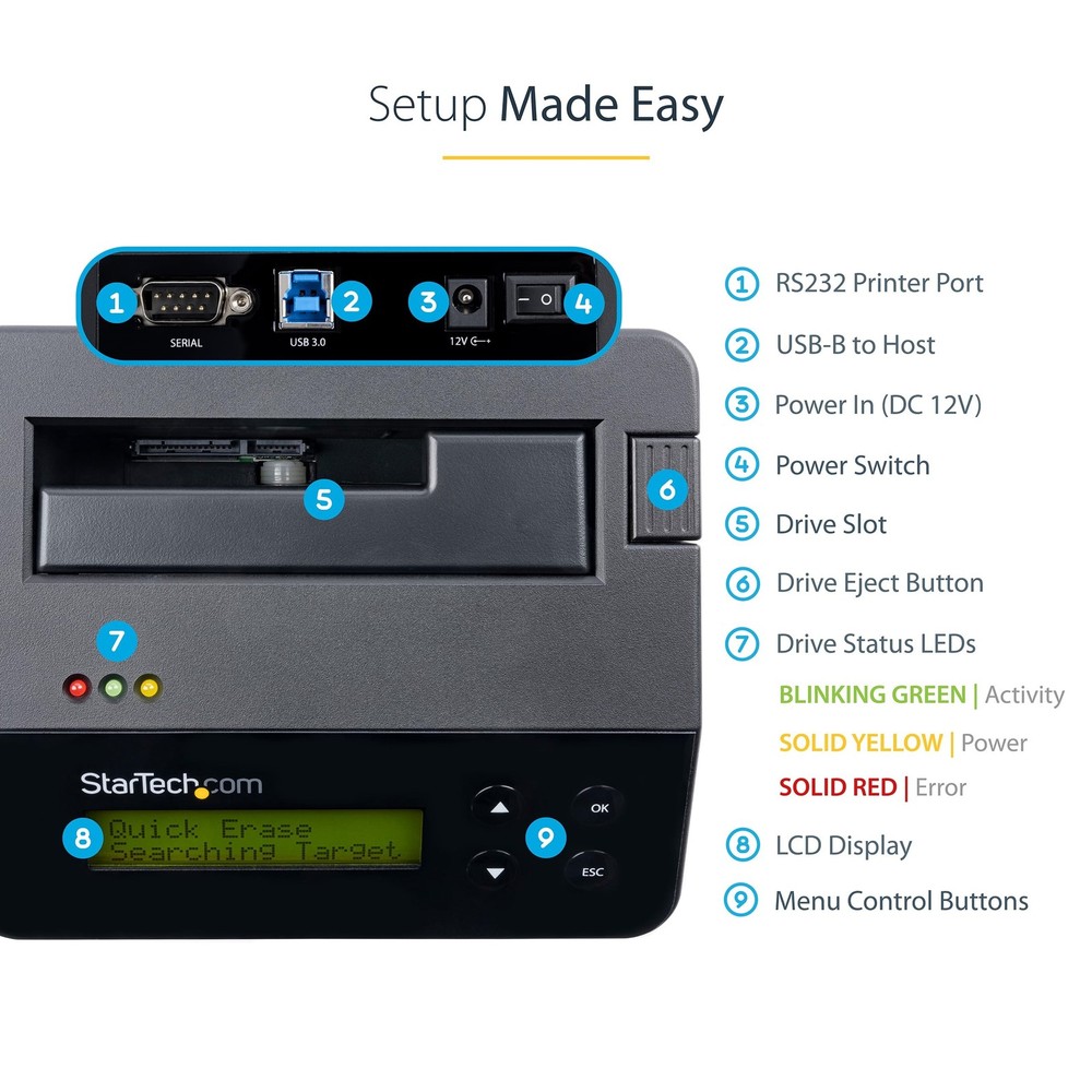 StarTech SDOCK1EU3P2 Hard Drive Eraser and Dock