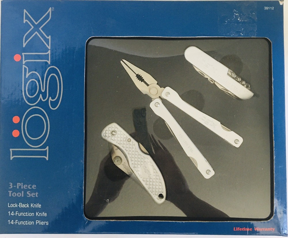 Logix 3 Piece Multi Tool Set 39112 Stainless Steel 14 Function Knife & Pilers