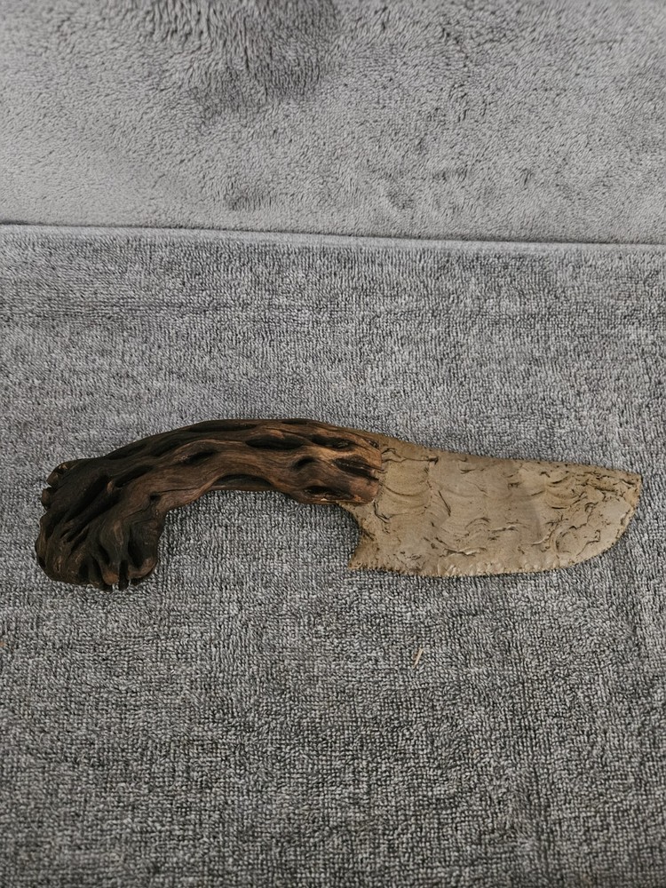 Flint Knapped Primitive Scalping Knife Cholla Handle
