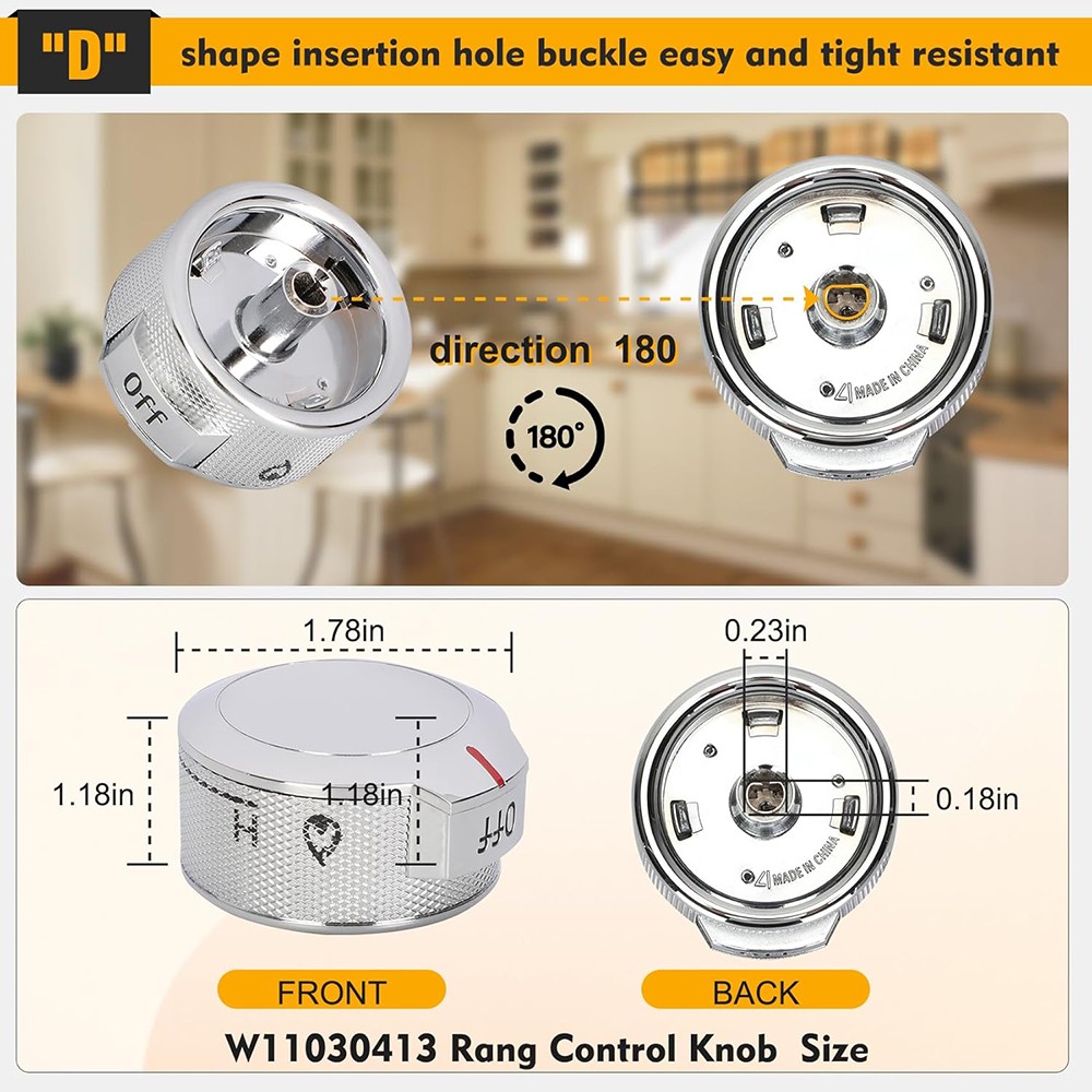 5pcs Stove Control knob for Whirlpool KitchenAid Stove knobs W11030413