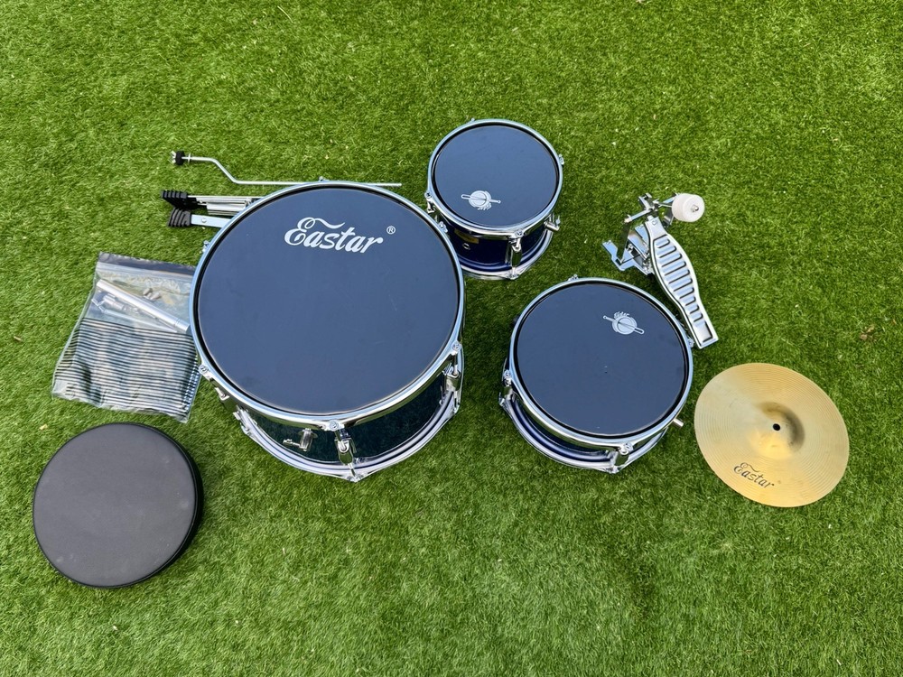 Eastar 14" Kids Drum Kit 3-Piece Set – Beginner Drum Set Adjustable Stool