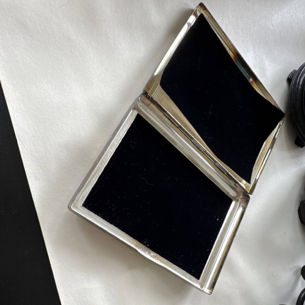Sterling Silver Art Deco Rectangular Cigarette Case Hinged .925