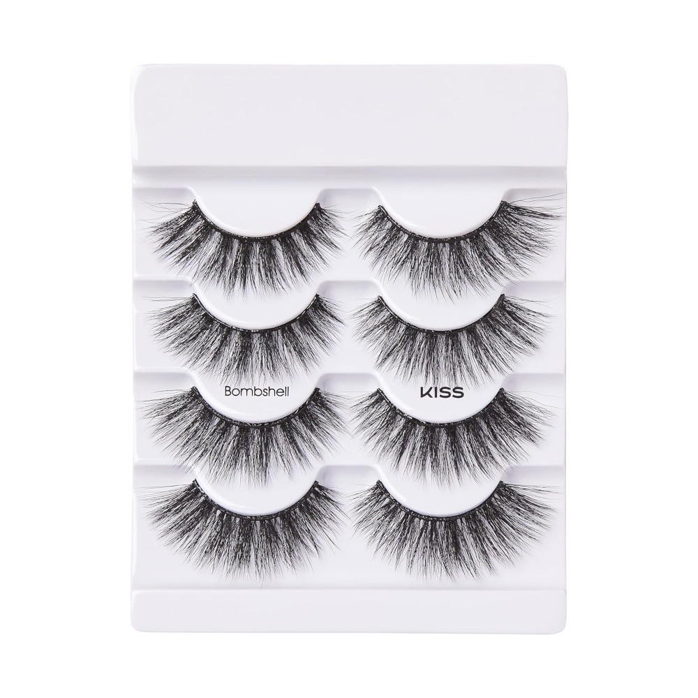 Reusable 14mm False Eyelash Clusters Bombshell Look 4 Pairs Easy Apply Triple