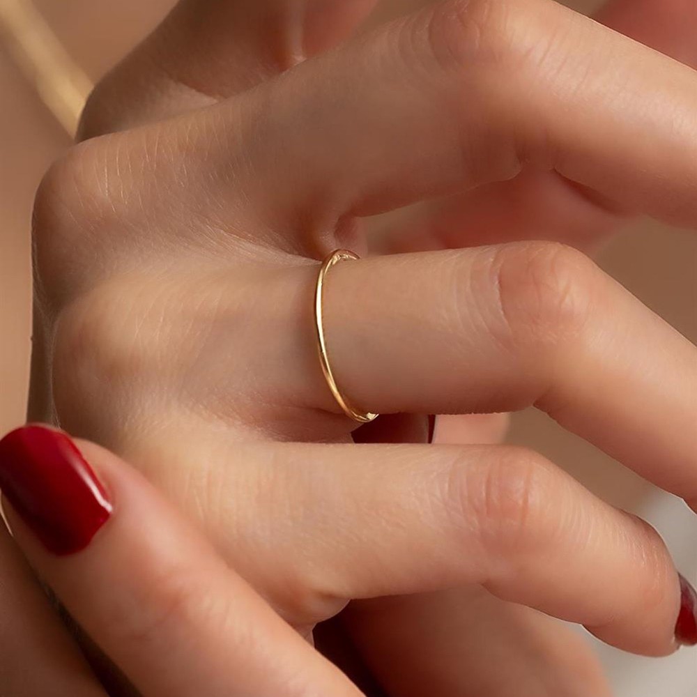 Solid 925 Sterling Silver Gold Plated Band Ring Handmade Round Eternity Ring