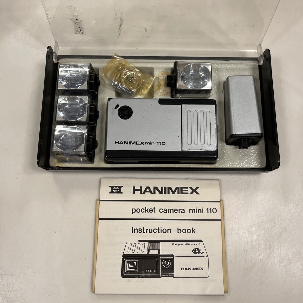 Hanimex Pocket Mini 110 Camera with Case, Instructions, Accessories UNTESTED