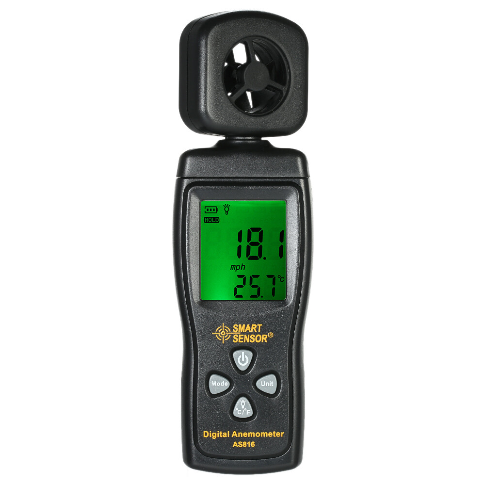 SMART SENSOR Mini Anemometer LCD Digital Wind Speed Meter Air Velocity A8M4